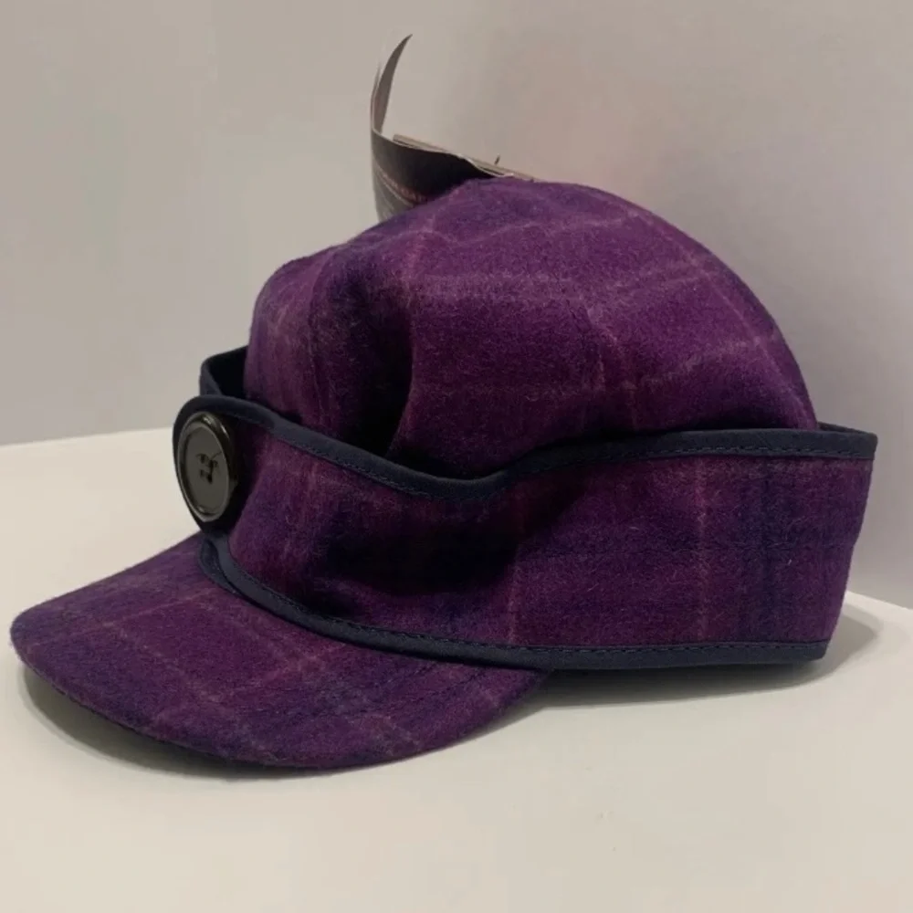 Hat Stormy Kromer Women Size 7 3/8” Hat Wool NEW Purple Plum Cap Button Up Nylon
